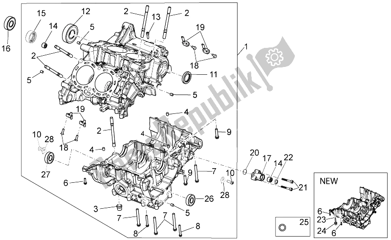 All parts for the Crank-case I of the Aprilia RSV4 Aprc Factory STD SE 1000 2011