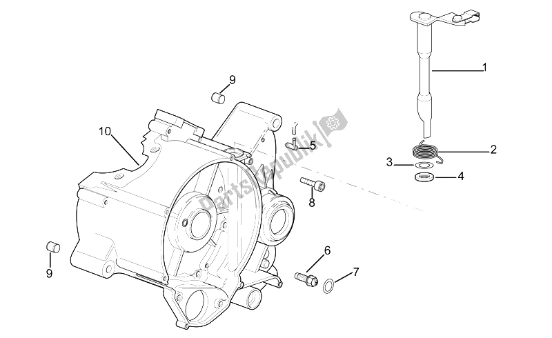 All parts for the Right Crankcase of the Aprilia RS 50 1996