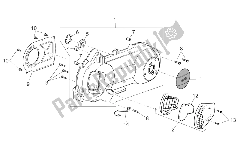 Toutes les pièces pour le Couvercle De Variateur du Aprilia Scarabeo 250 Light E3 2006