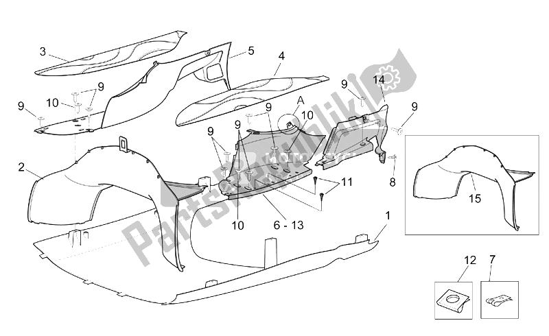 Tutte le parti per il Corpo Centrale Ii del Aprilia Scarabeo 125 150 200 ENG Rotax 1999