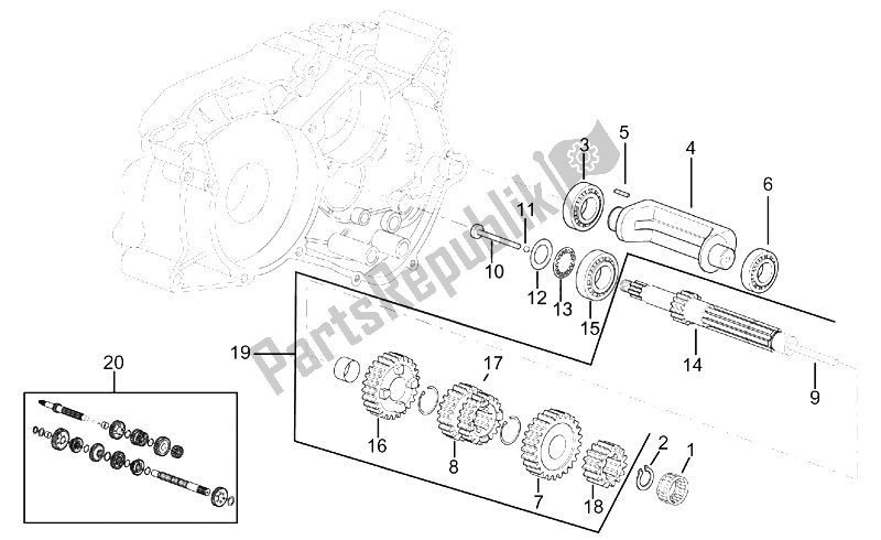 Todas las partes para Eje De Engranaje Primario de Aprilia RX 50 2003