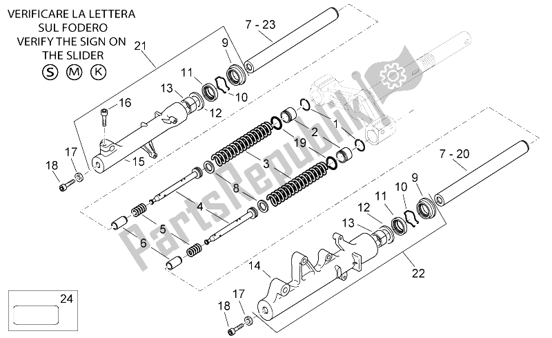 Todas as partes de Garfo Dianteiro Ii do Aprilia Atlantic 300 2010