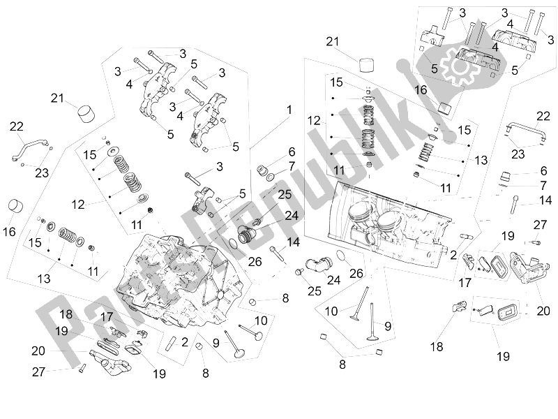 Alle onderdelen voor de Cilinderkop - Kleppen van de Aprilia RSV4 RR USA 1000 2016