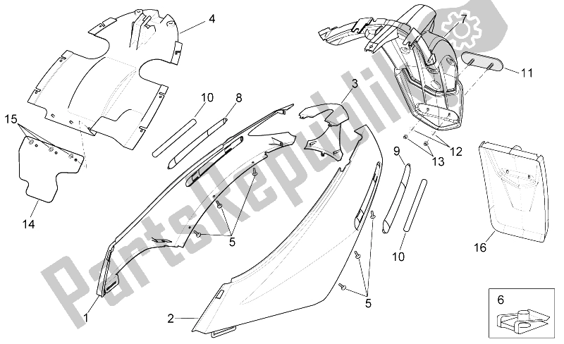 Todas las partes para Cuerpo Trasero Ii de Aprilia Sport City 125 200 E2 2004