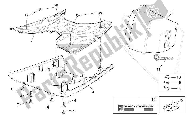 Tutte le parti per il Corpo Centrale Ii del Aprilia Scarabeo 50 4T 4V NET 2009