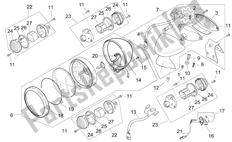 All parts for the Lights of the Aprilia Mojito 125 E3 2008