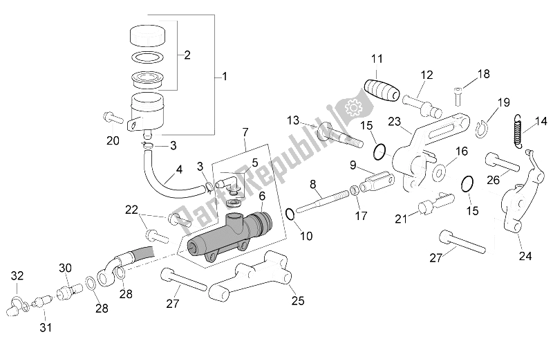 Todas las partes para Cilindro Maestro Trasero de Aprilia RSV Mille 1000 2003