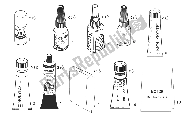 Alle onderdelen voor de Afdichtings- En Smeermiddelen van de Aprilia Leonardo 125 150 1999