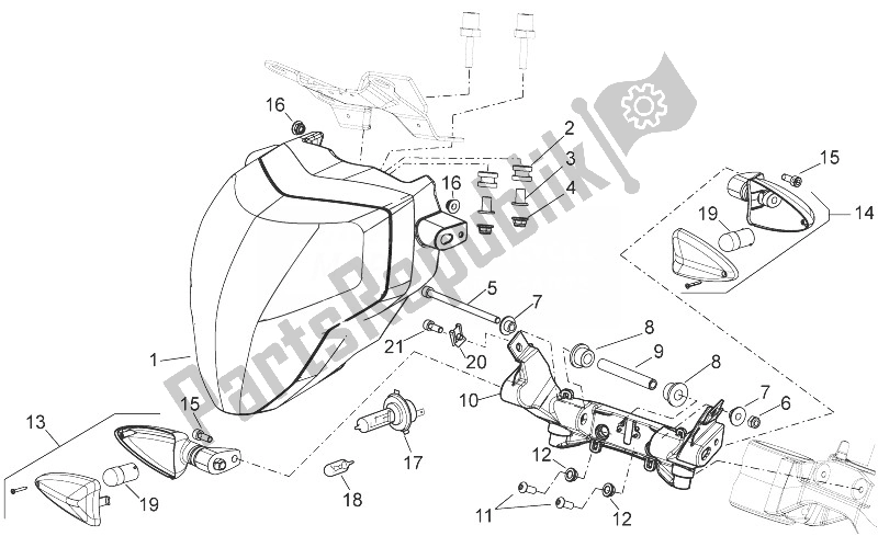 Toutes les pièces pour le Feux Avant du Aprilia Shiver 750 USA 2011