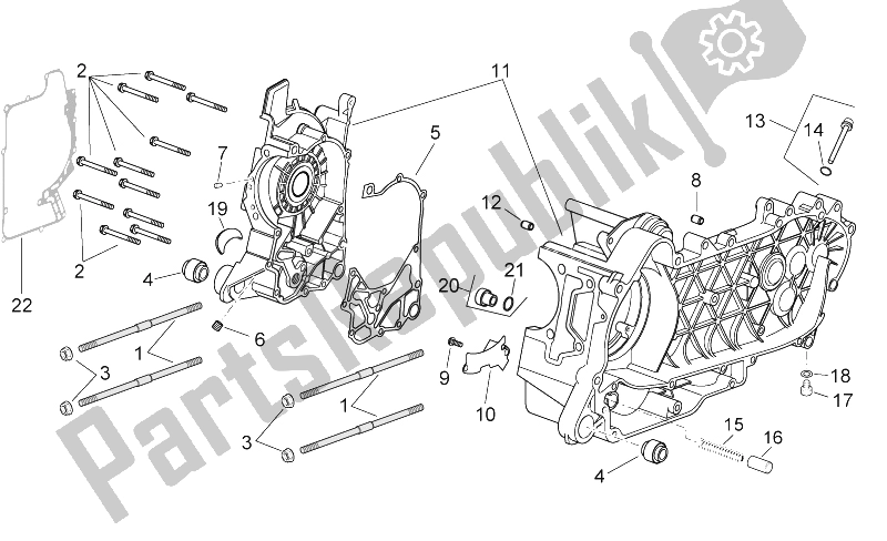 All parts for the Crankcase of the Aprilia Sport City 125 200 250 E3 2006