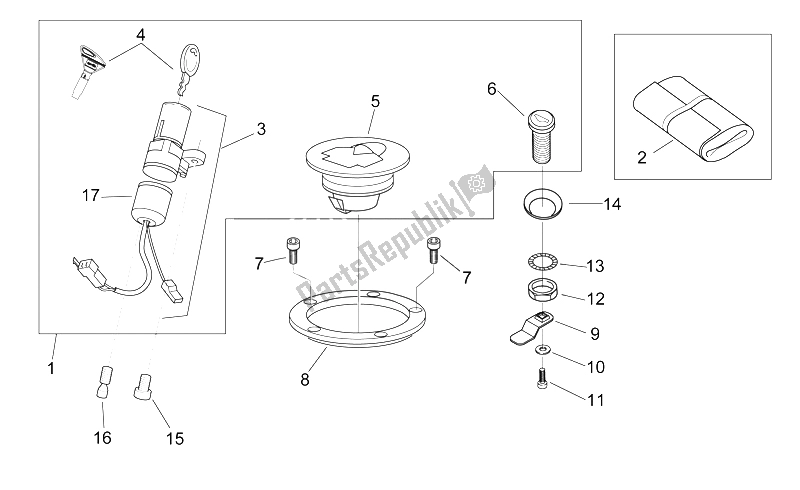 Toutes les pièces pour le Kit De Matériel De Verrouillage du Aprilia RS 50 1999