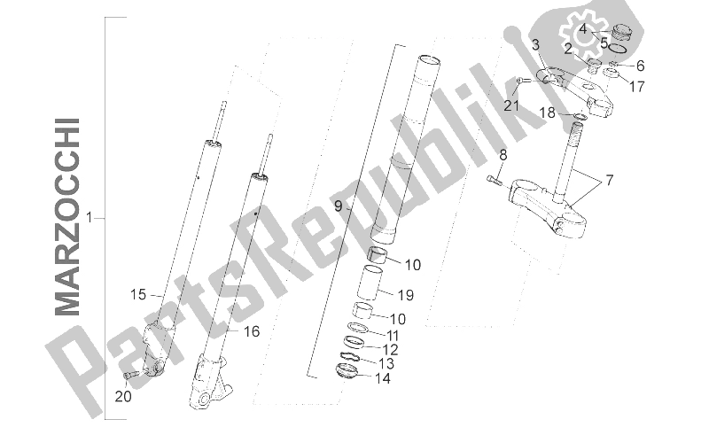 Alle Teile für das Vordergabel Marzocchi des Aprilia RS 50 2006