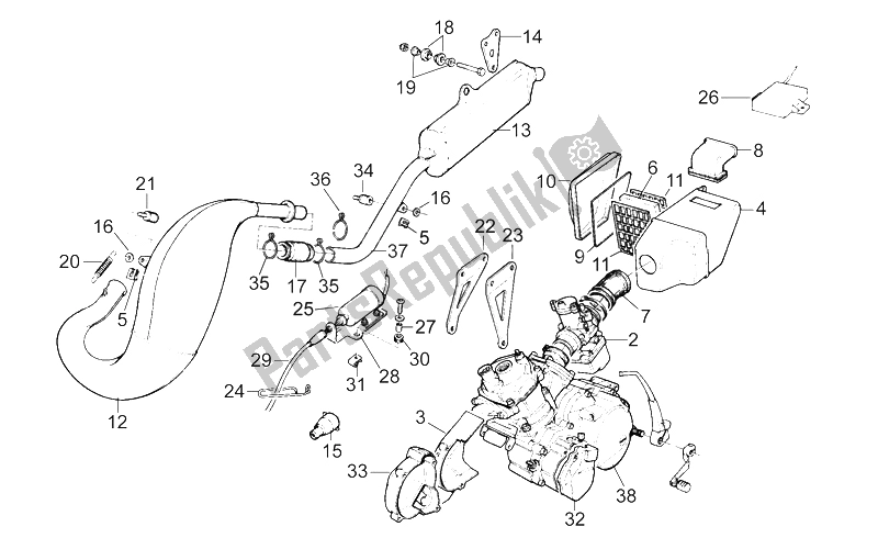 Alle Teile für das Auspuff - Motor des Aprilia RX 125 ENG 122 CC 1995