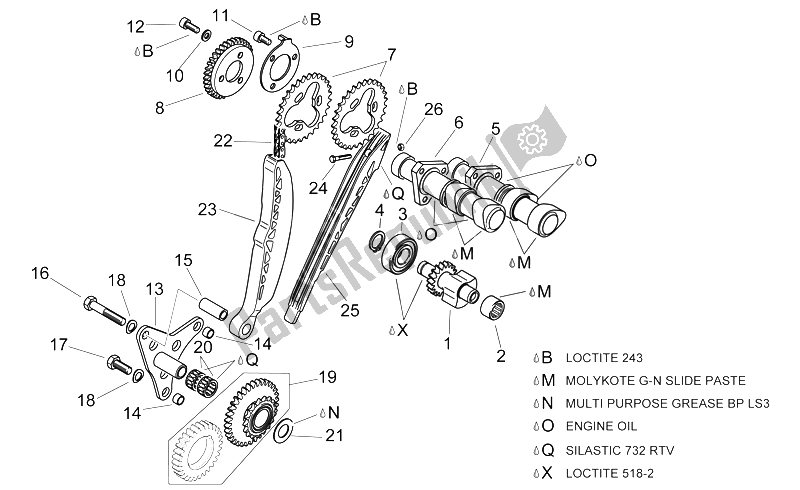 Toutes les pièces pour le Système De Calage Du Cylindre Arrière du Aprilia RSV Mille SP 1000 1999