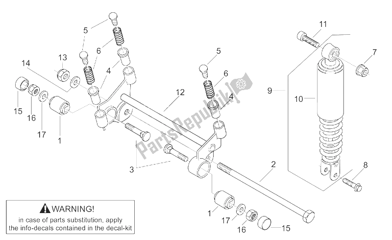 Alle Teile für das Stoßdämpfer-verbindung Herstellen. Stange des Aprilia Scarabeo 50 2T ENG Minarelli 2000