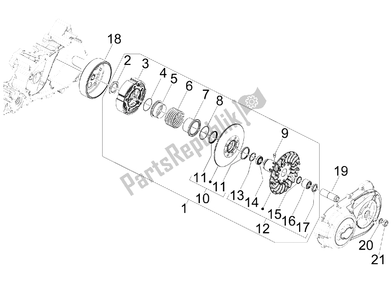 Alle Teile für das Angetriebene Riemenscheibe des Aprilia SRV 850 4T 8V E3 2012
