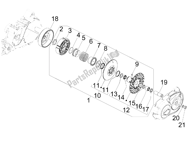 All parts for the Driven Pulley of the Aprilia SRV 850 4T 8V E3 2012