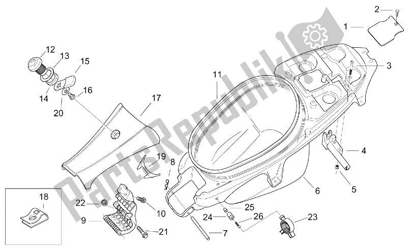 All parts for the Rear Body Ii of the Aprilia SR 50 H2O Ditech E2 2002