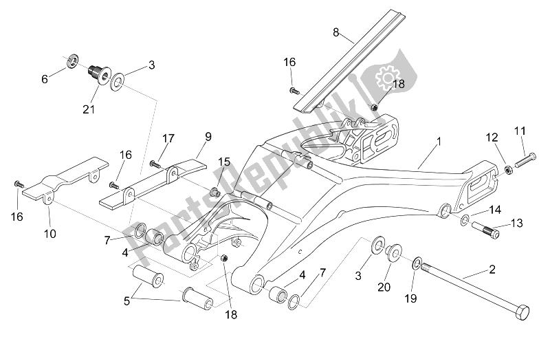 All parts for the Swing Arm of the Aprilia RS 125 1999