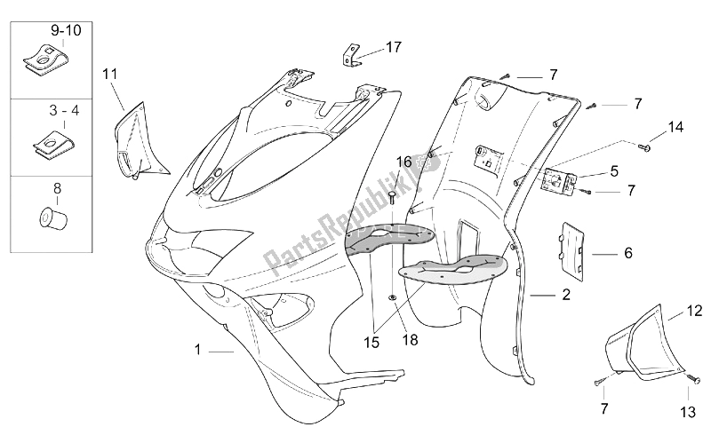 Tutte le parti per il Corpo Anteriore Iii del Aprilia SR 50 H2O Ditech E2 2002