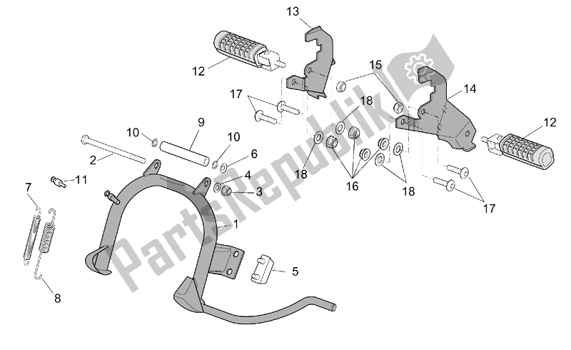 Tutte le parti per il Poggiapiedi - Supporto Laterale del Aprilia Scarabeo 50 4T 2V E2 2002