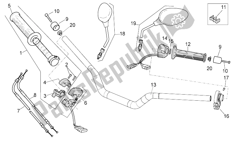 Todas las partes para Manillar - Controles de Aprilia Tuono V4 1100 Factory 2015