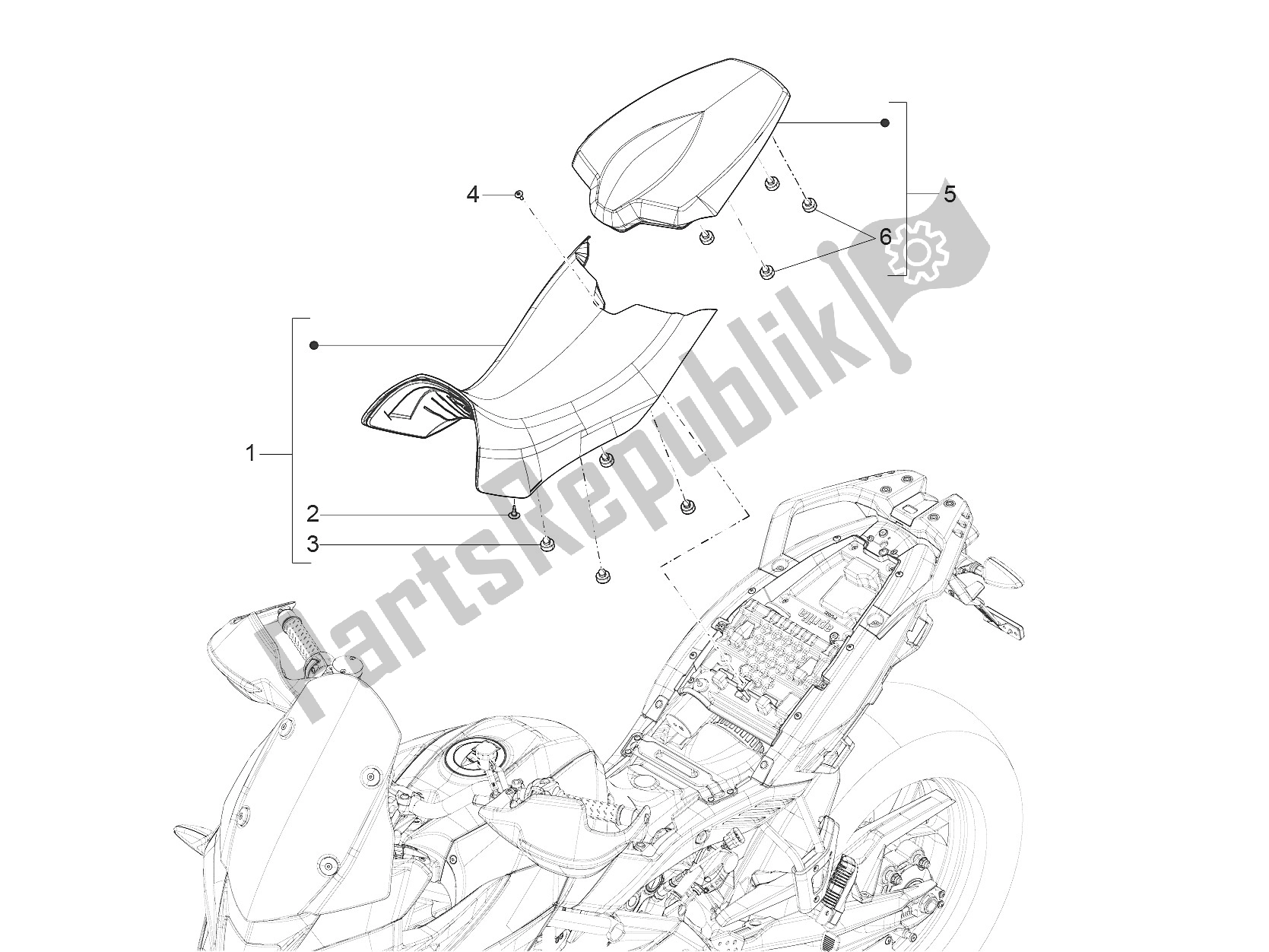 All parts for the Saddle of the Aprilia Caponord 1200 USA 2015