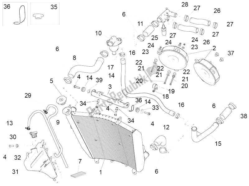 Alle onderdelen voor de Koelsysteem van de Aprilia RSV4 RR Racer Pack 1000 2015