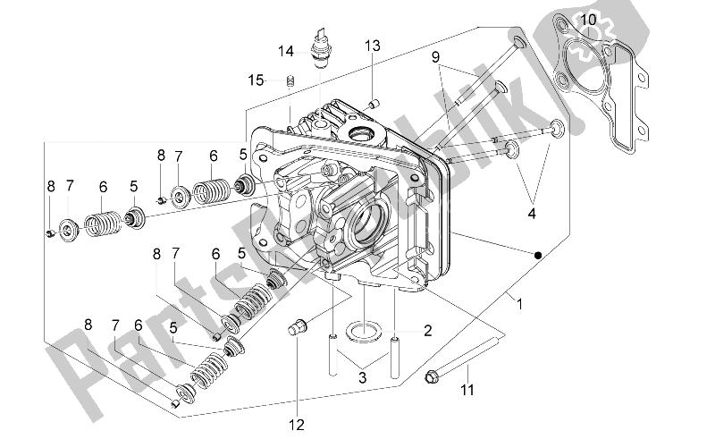 All parts for the Cylinder Head - Valves of the Aprilia Scarabeo 50 4T 4V NET 2010
