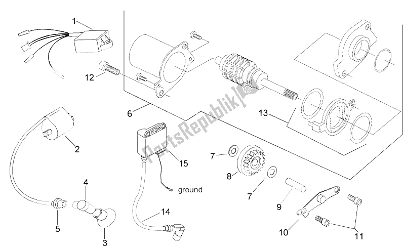 All parts for the Ignition Unit of the Aprilia Rally 50 AIR 1995