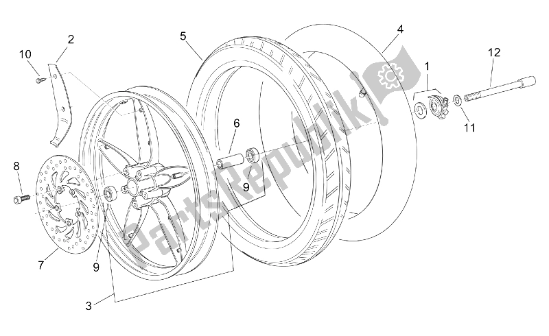 Todas las partes para Rueda Delantera de Aprilia Scarabeo 100 2T ENG Yamaha 2000