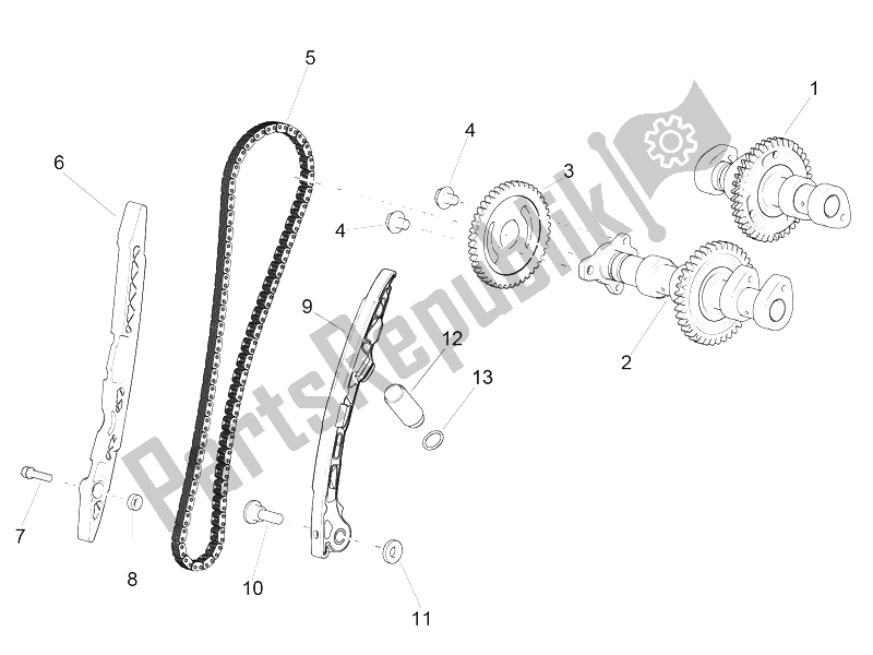 All parts for the Rear Cylinder Timing System of the Aprilia RSV4 Racing Factory L E USA 1000 2016