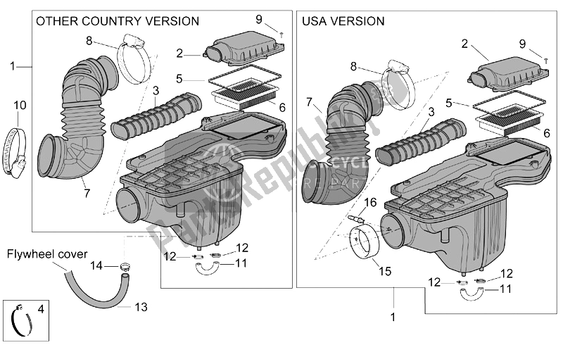 Todas las partes para Caja De Aire de Aprilia Scarabeo 500 2003