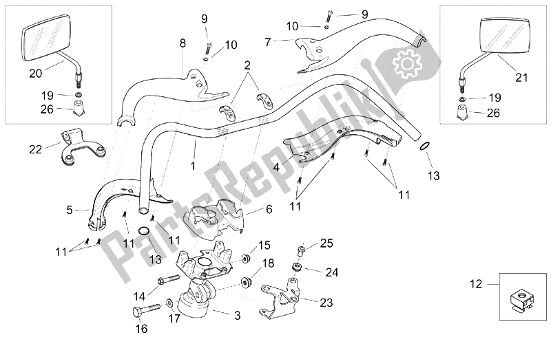 Tutte le parti per il Manubrio - Specchi Personalizzati del Aprilia Mojito 125 150 2003