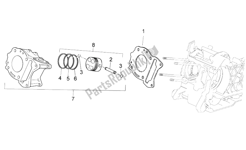 All parts for the Cylinder of the Aprilia Sport City Street 300 4T 4V E3 2012