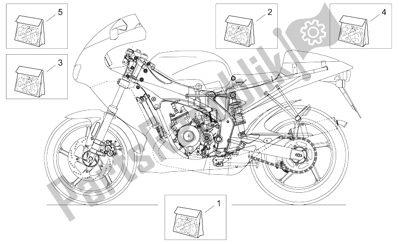 All parts for the Decal of the Aprilia RS 125 1999
