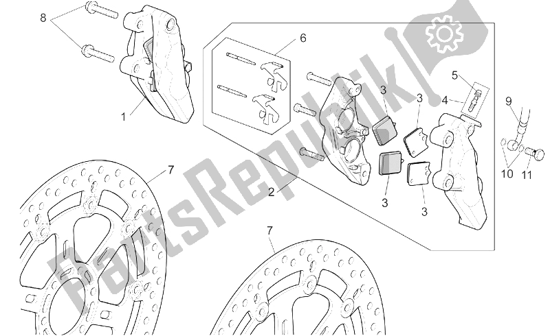 Alle Teile für das Bremssattel Vorne des Aprilia RSV Mille 1000 2003