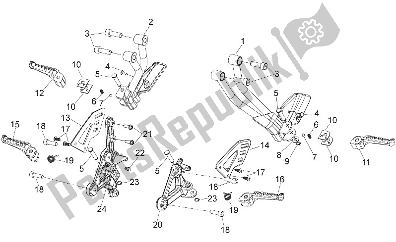 All parts for the Foot Rests of the Aprilia Shiver 750 USA 2015