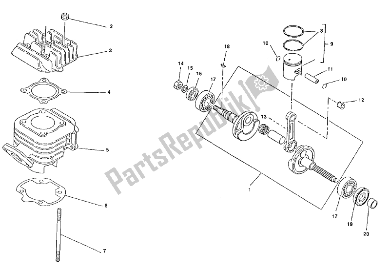 All parts for the Drive Shaft - Cylinder of the Aprilia Amico 50 1994