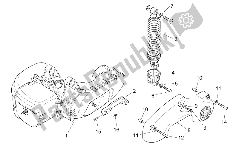 Alle onderdelen voor de Schokdemper van de Aprilia SR 50 AIR WWW 1997