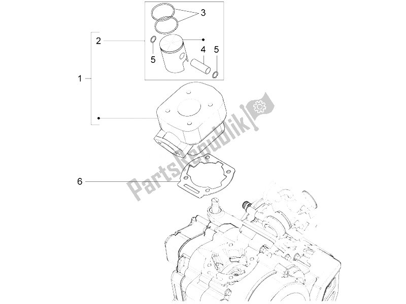 All parts for the Cylinder - Piston of the Aprilia RS4 50 2T 2011