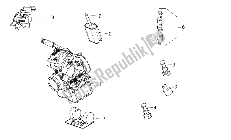 Alle onderdelen voor de Carburateur van de Aprilia RX SX 125 2008