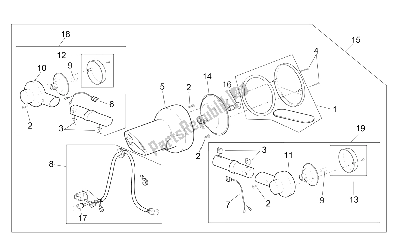 Todas las partes para Luz De La Cola de Aprilia Scarabeo 125 250 E2 ENG Piaggio 2004