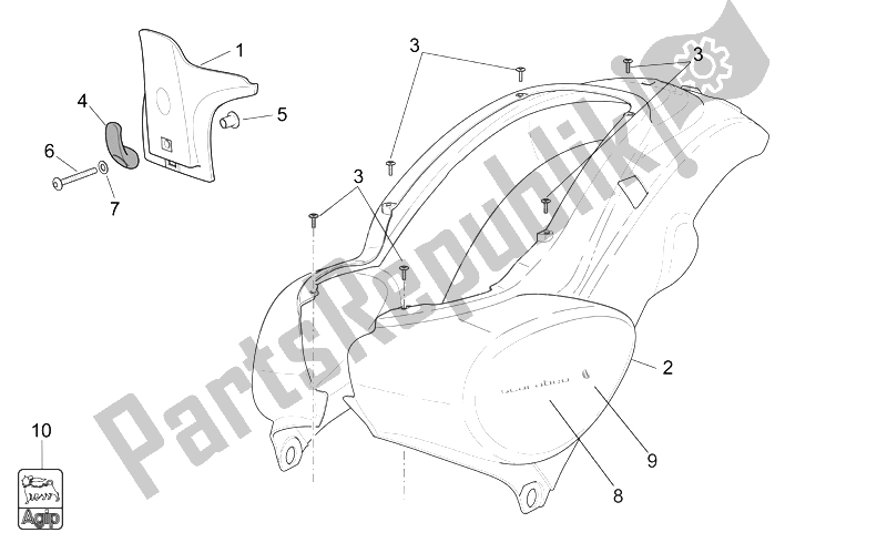 Toutes les pièces pour le Corps Arrière I du Aprilia Scarabeo 50 4T 2V E2 2006