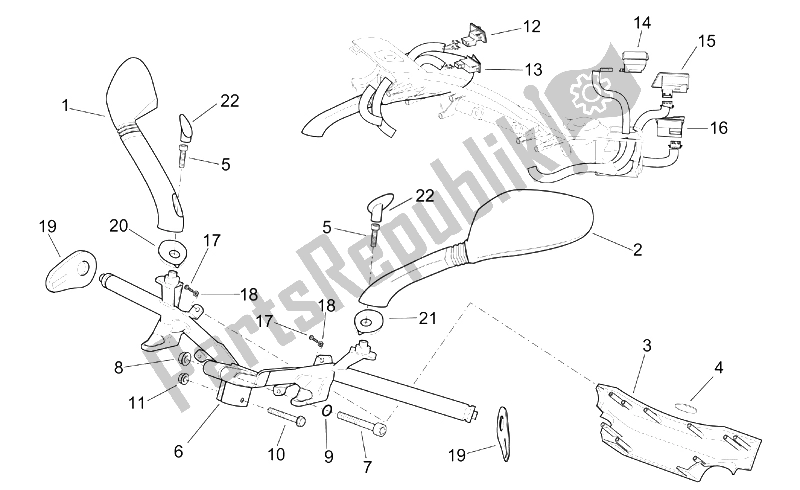 Tutte le parti per il Manubrio - Comandi del Aprilia Leonardo 250 300 ENG Minarelli 2002