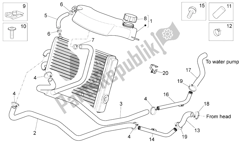 Todas las partes para Sistema De Refrigeración de Aprilia Sport City Street 125 4T 4V E3 2012