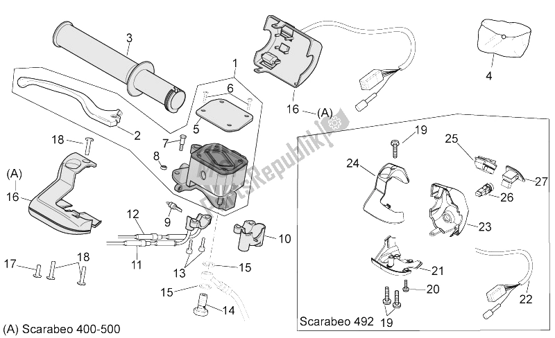 All parts for the Rh Controls of the Aprilia Scarabeo 400 492 500 Light 2006