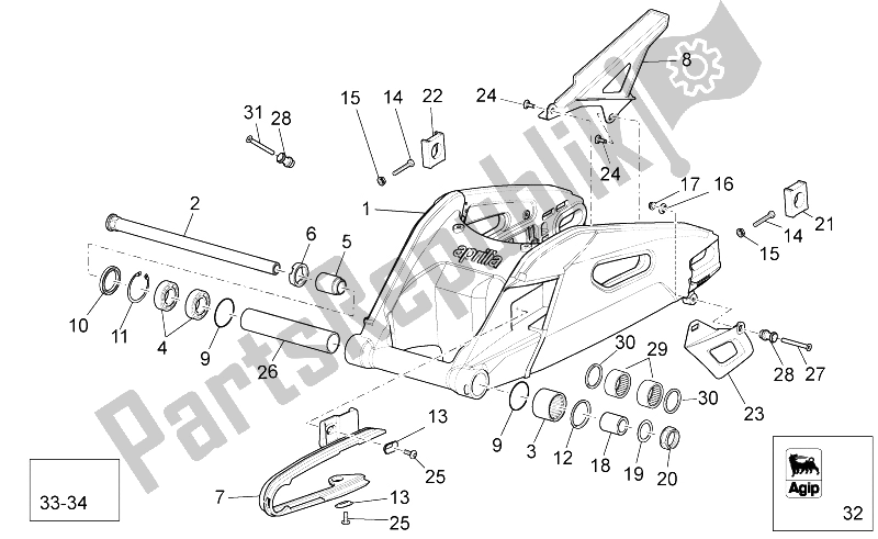 All parts for the Swing Arm of the Aprilia RSV4 Aprc R ABS 1000 2013