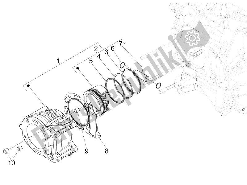 Tutte le parti per il Unità Perno Cilindro Pistone-polso del Aprilia SR MAX 125 2011