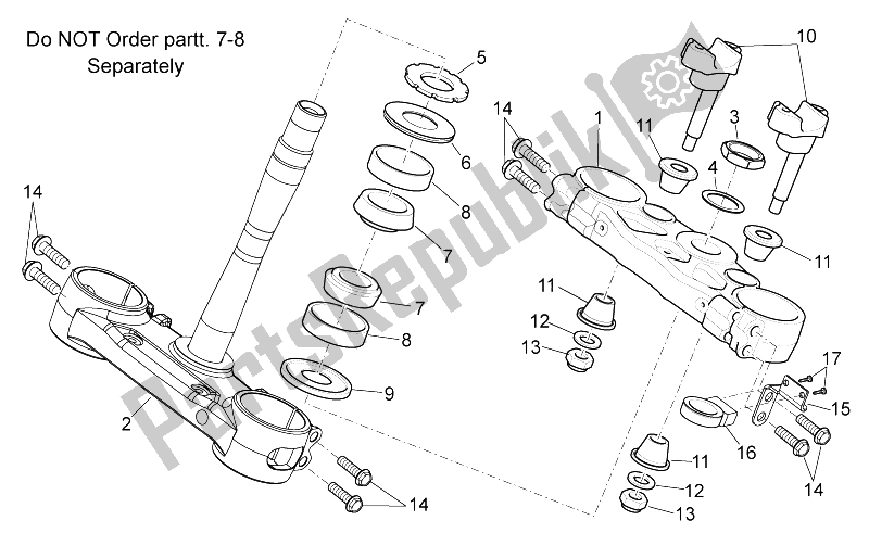 All parts for the Steering I of the Aprilia RXV SXV 450 550 Pikes Peak 2009